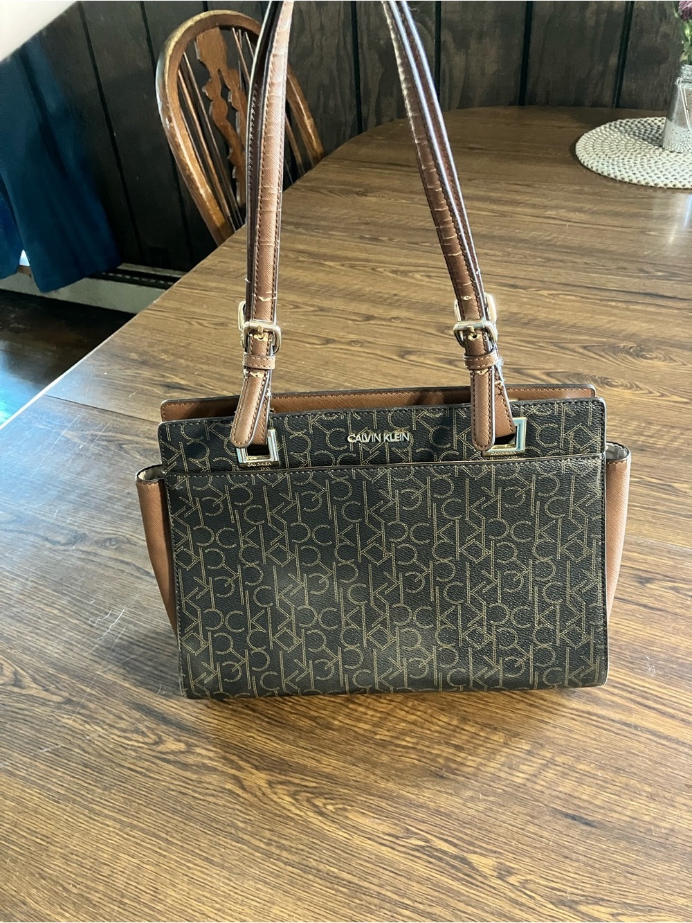 Calvin Klein Brown Monogram Tote Bag